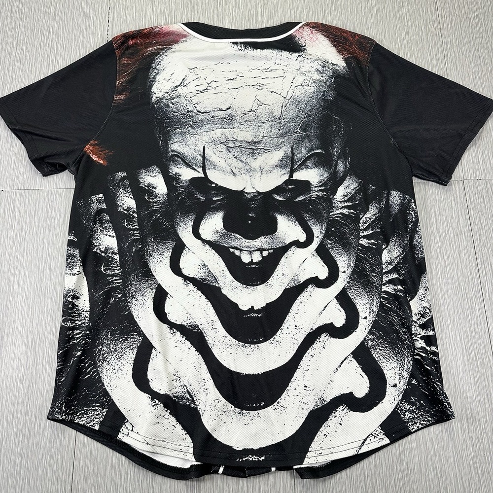 Halloween IT Horror Baseball Jersey Shirt Size Large Movie Themed Shirt - Clown